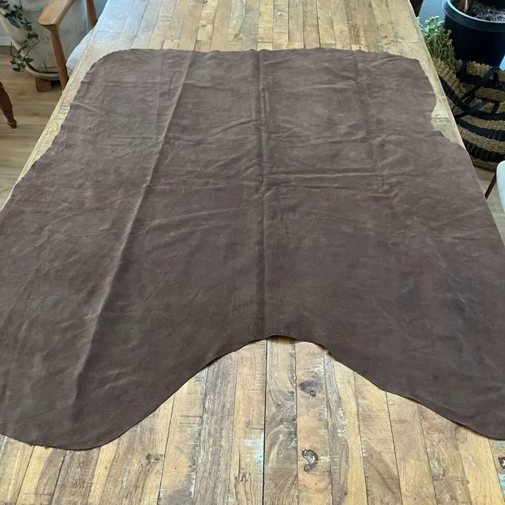 Genuine Cowhide Suede Leather Skin Organic Shape For Crafting or Upholstery